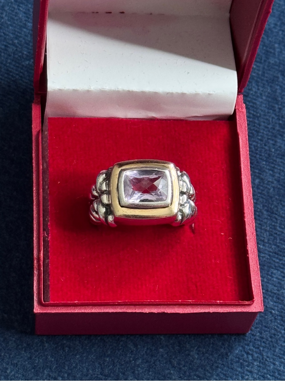 BJC Samuel Benham 925 Sterling Silver 14k‎ Two-tone Amethyst Ring Size 7